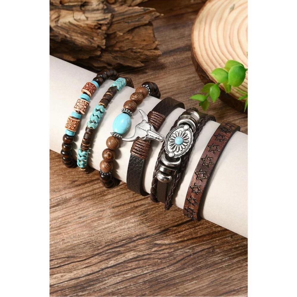 Western Bull Skull Turquoise Beading Bracelet Set - 6 pieces
(116) - Picture 2 of 5